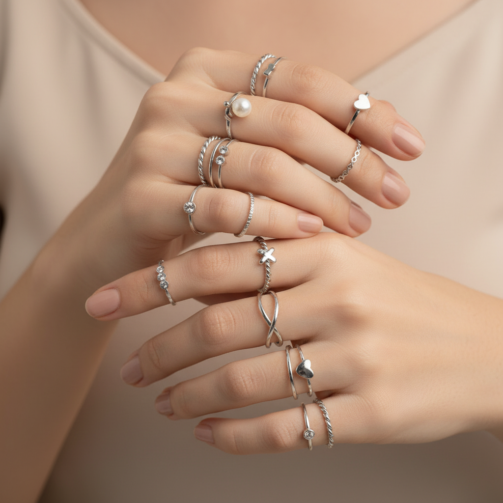 UNI-10771-3 - Fancy Silver - Ring Set Of 22