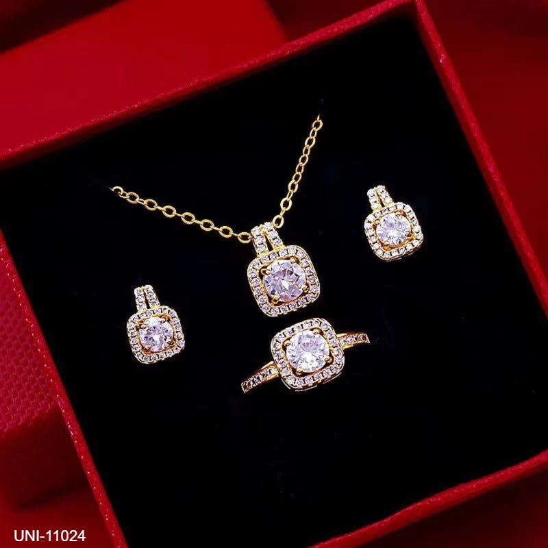 UNI-11024 - Square Diamond Gold - Jewelry Set