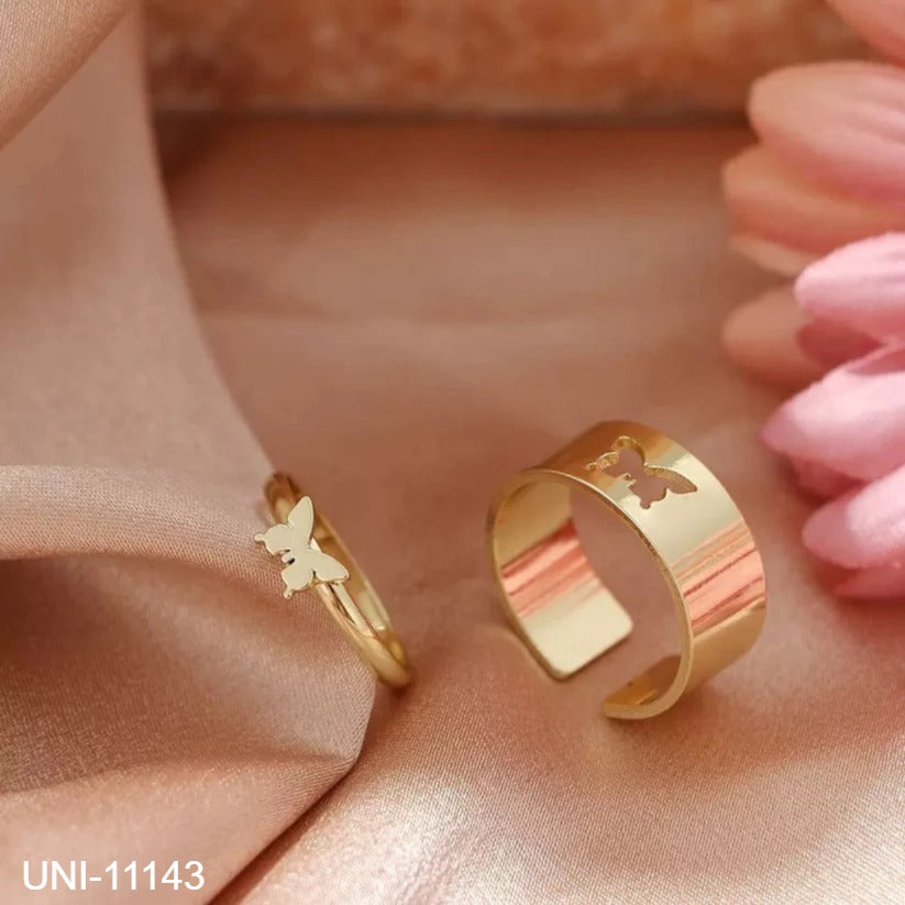 UNI-11143 - Gold Butterfly Ring Set of 2