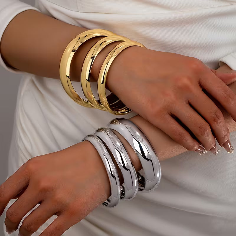 UNI-10636-11 - Silver Foil Bangle - Bracelet Set Of 3