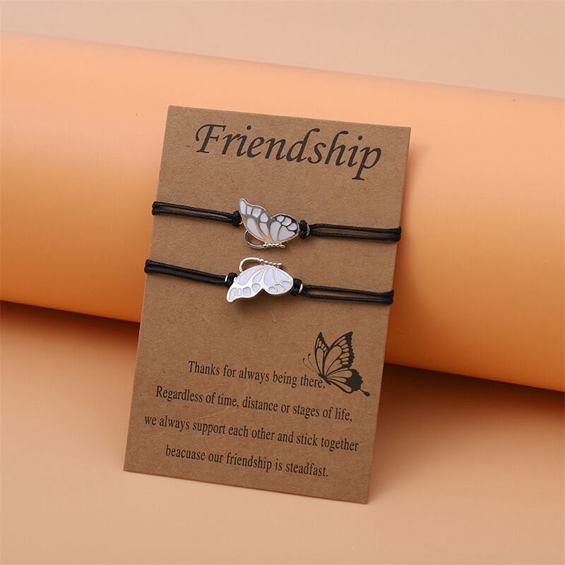 UNI-12168-2 - BFF Silver Butterfly - Bracelet Set