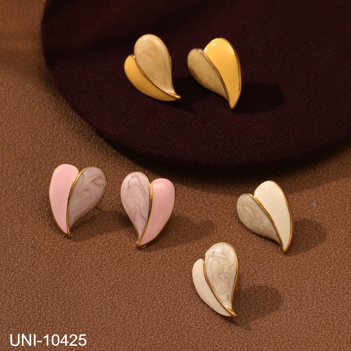UNI-10425-27 - Marbled Heart - Earring