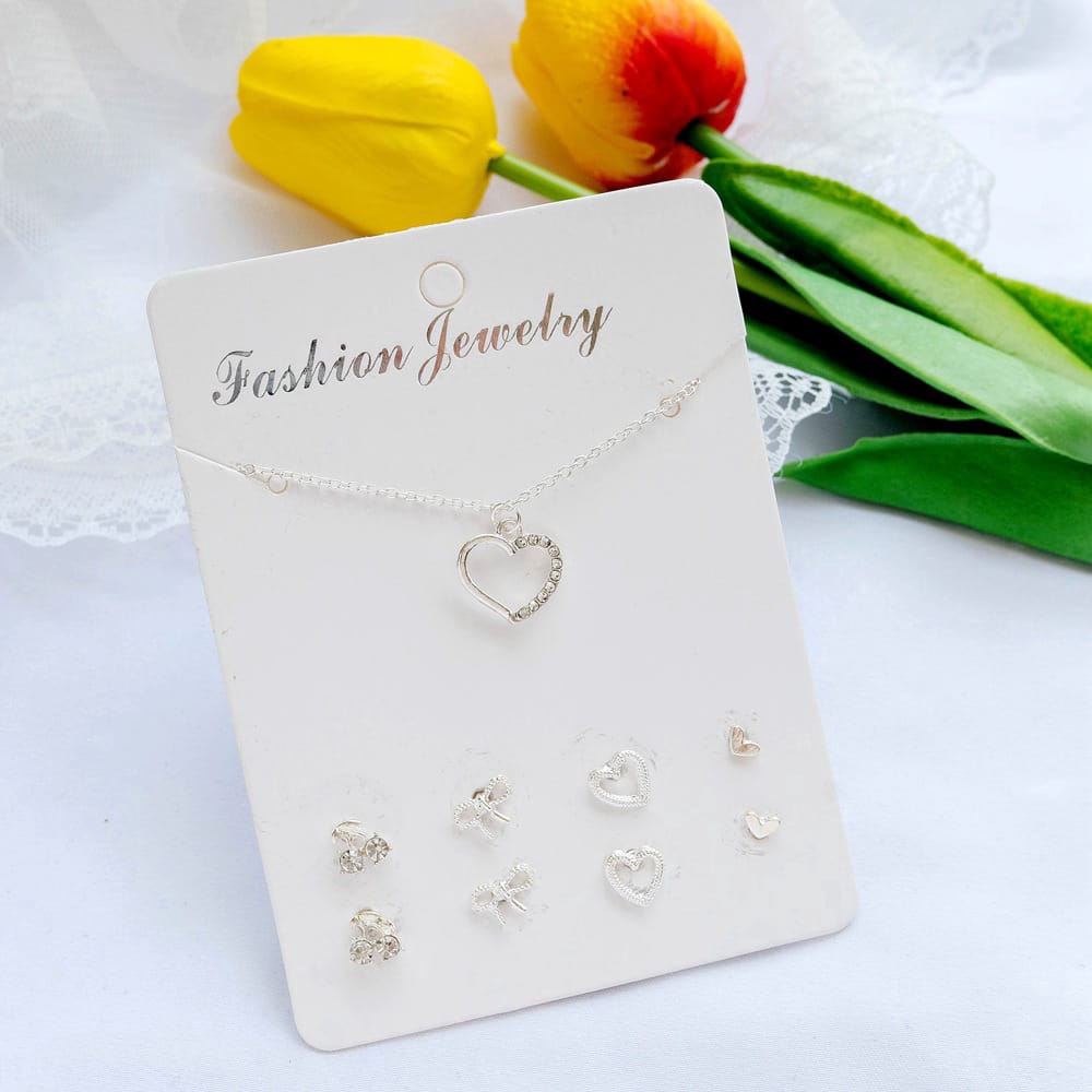 UNI-10762 - Diamond Heart Silver - Jewelry Set