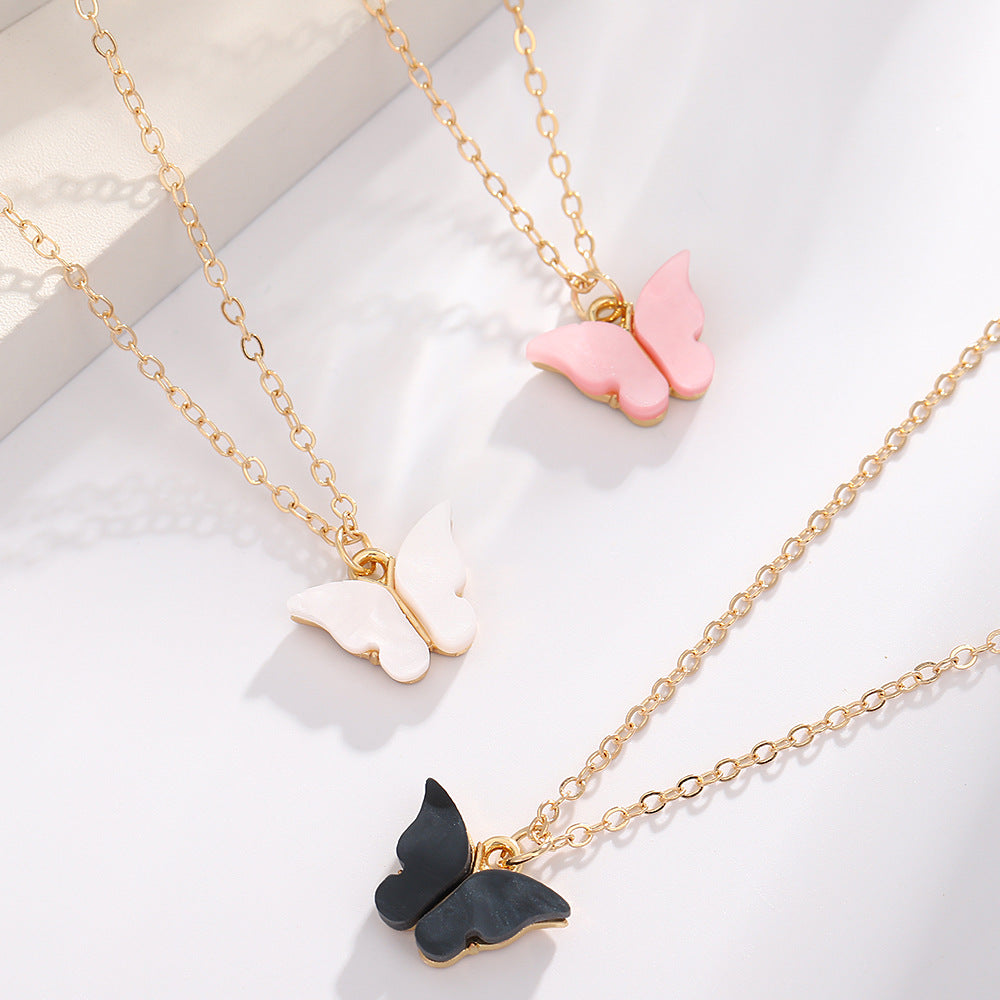 UNI-10554 - Pink Butterfly Pearl Gold - Jewelry Set