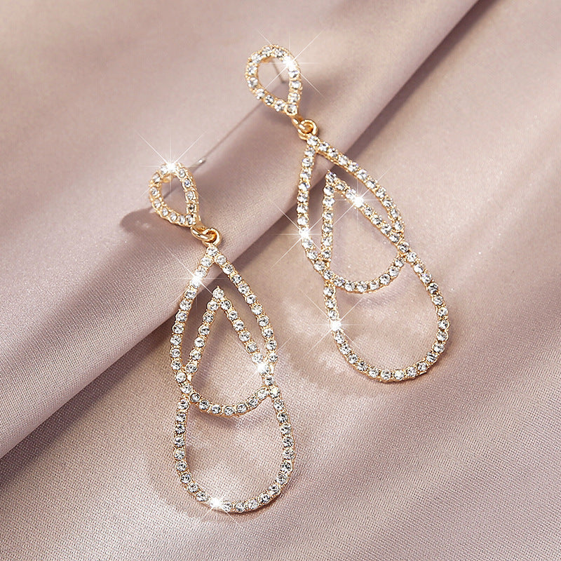 UNI-10580 - Fancy Drop Diamond Gold & Silver - Earring