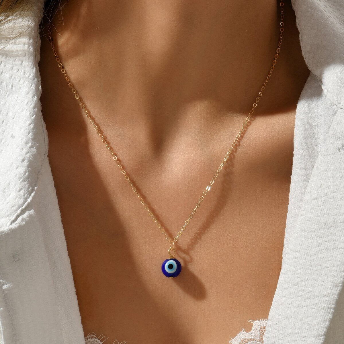 UNI-10640 - Gold Evil Eye - Necklace