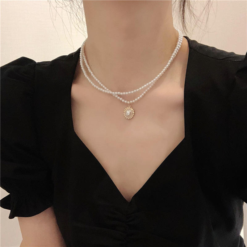 UNI-10094-1 - Double Layer Pearls - Necklace