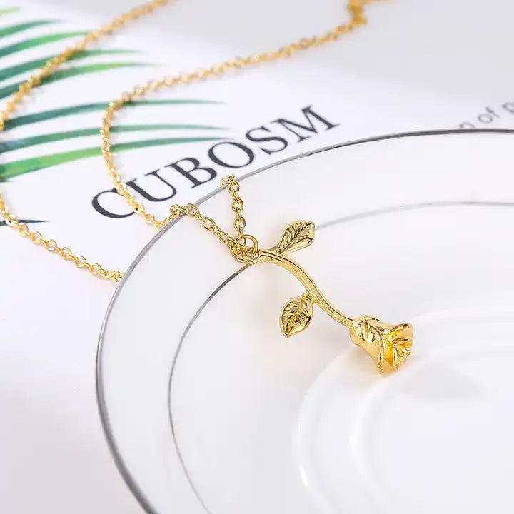 UNI-10501 - Gold Rose Flower - Necklace