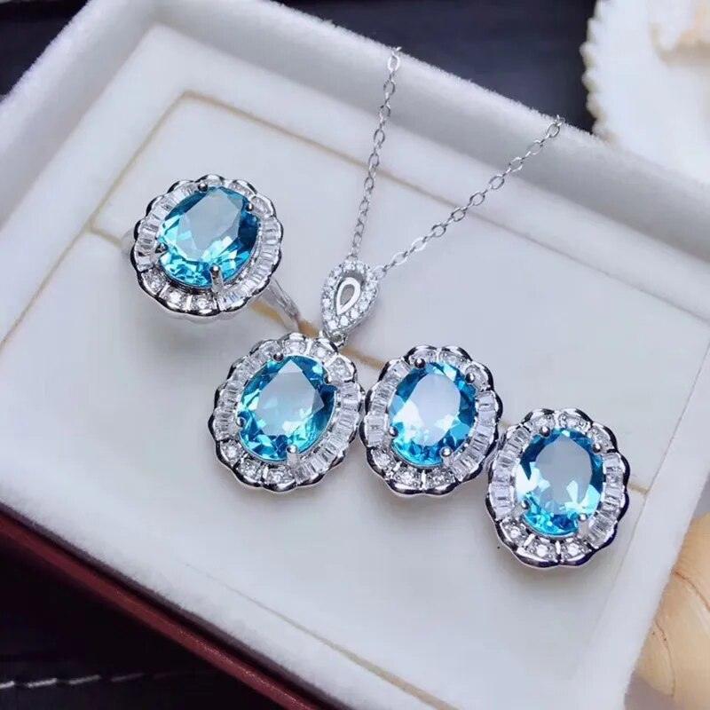 UNI-11043 - Blue Diamond Silver - Jewelry Set