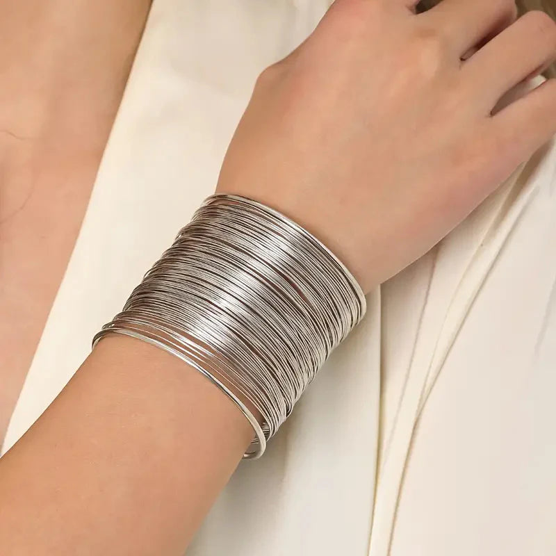UNI-10636-4 - Multilayered Silver Bangle - Bracelet
