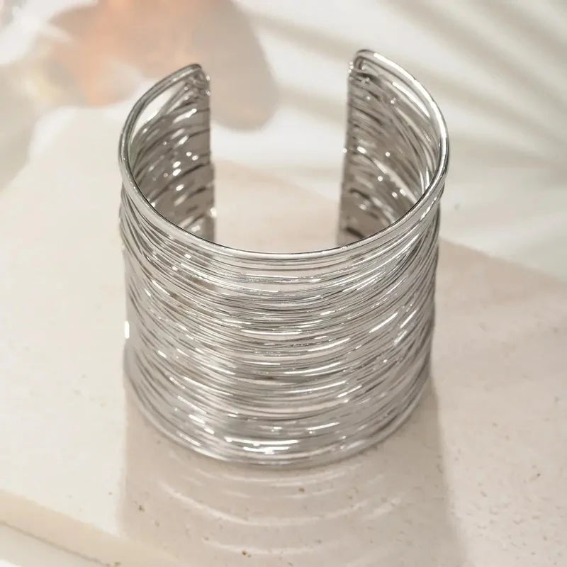 UNI-10636-4 - Multilayered Silver Bangle - Bracelet