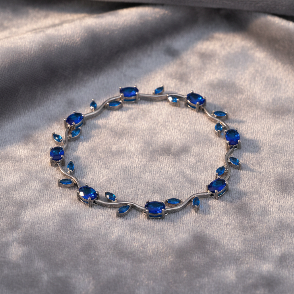 UNI-12195 - Viral Tulip Navy Diamonds Silver - Bracelet