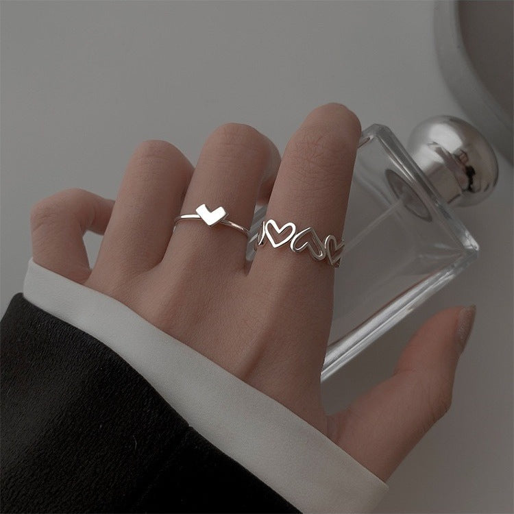 UNI-12321 - Silver Heart - Ring Set of 2