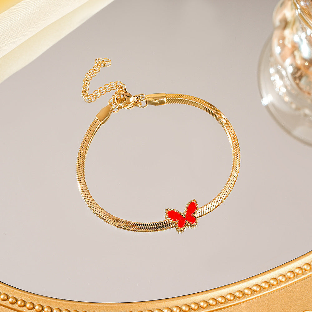 SS-11405 - Premium Gold Red Butterfly - Bracelet