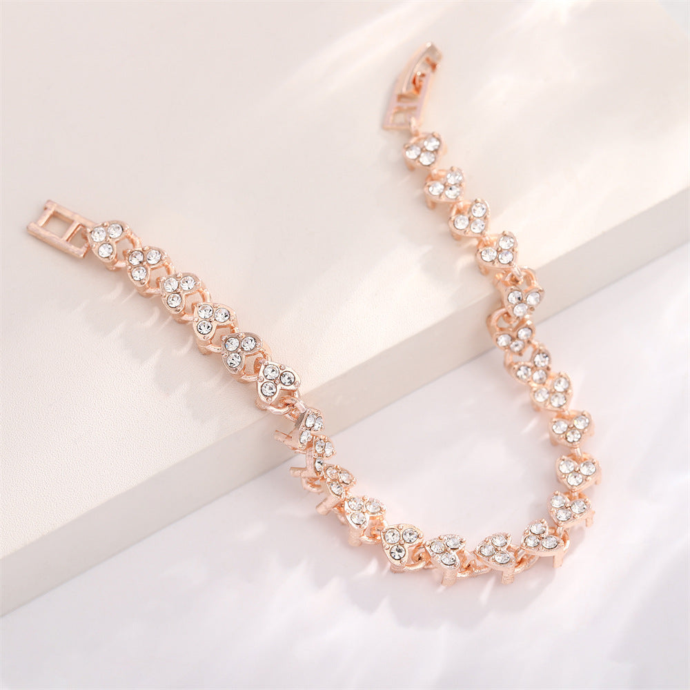 UNI-11295 - Rose Gold Diamond Heart - Bracelet