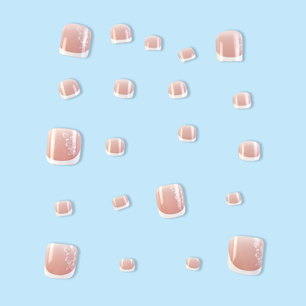 N-321 - Flower Pink - Toenail Set Of 24- Free 24 Pcs Sticker Sheet Included