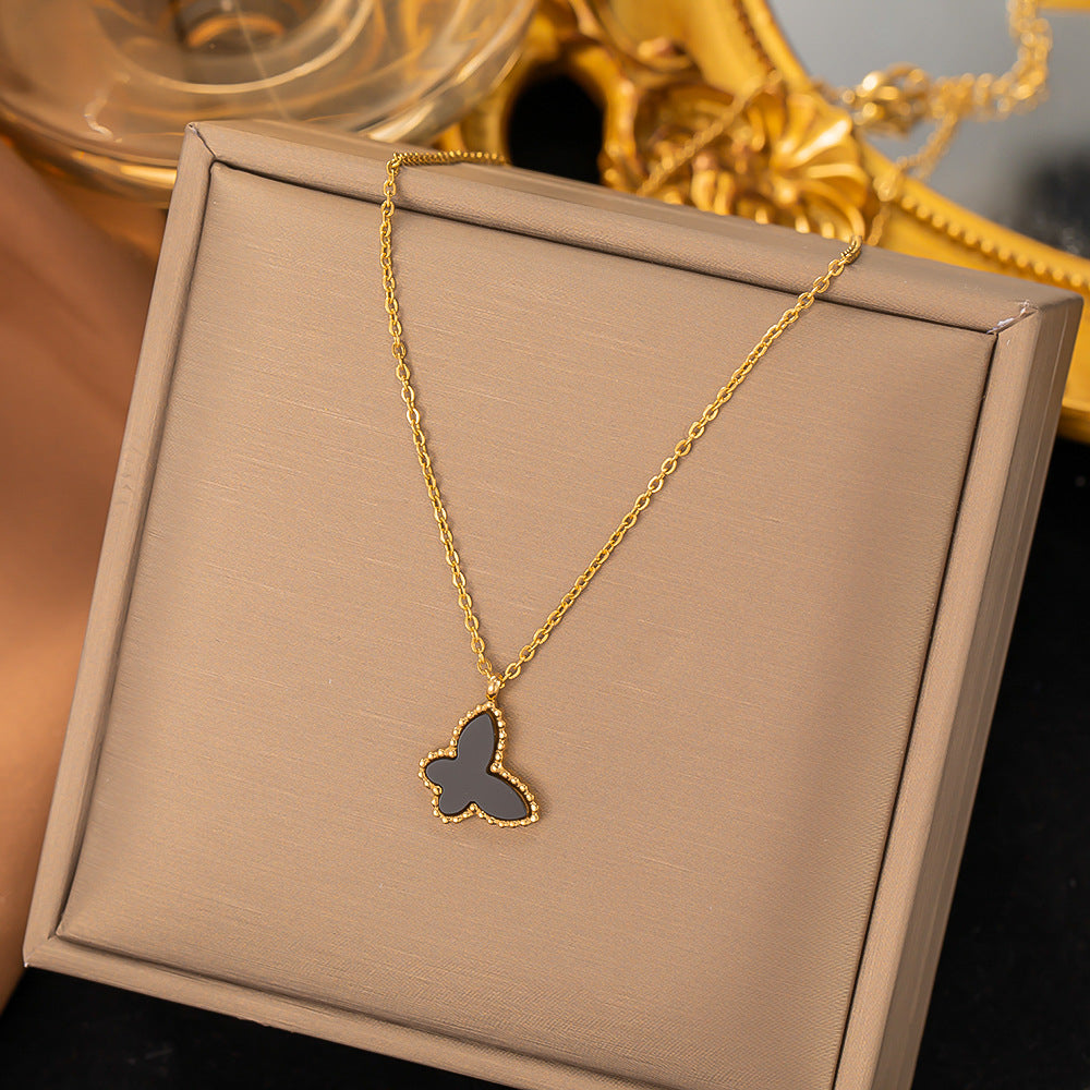 SS-10832 - Black Butterfly Gold - Necklace