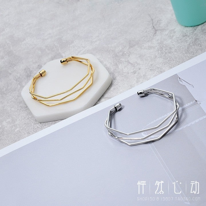 UNI-11282 - Gold Geometric Bangle - Bracelet Style 2