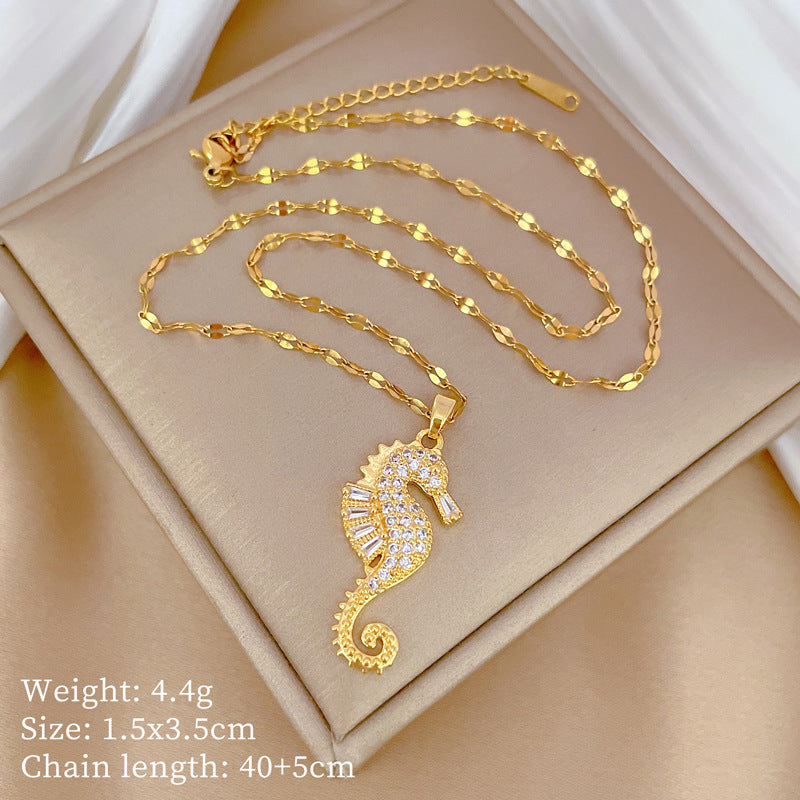SS-12081 - Luxury Gold Sea Horse - Necklace