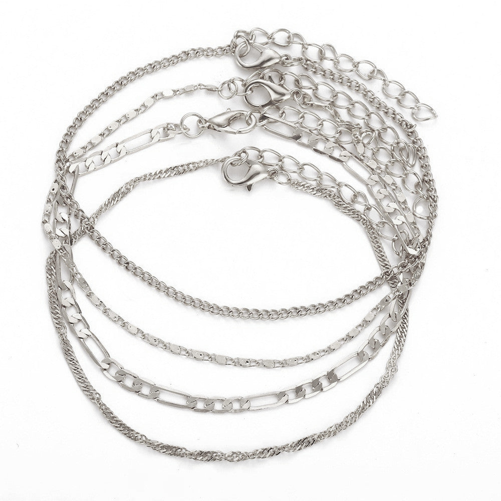 UNI-10672 - Silver Layer - Anklet Set of 4