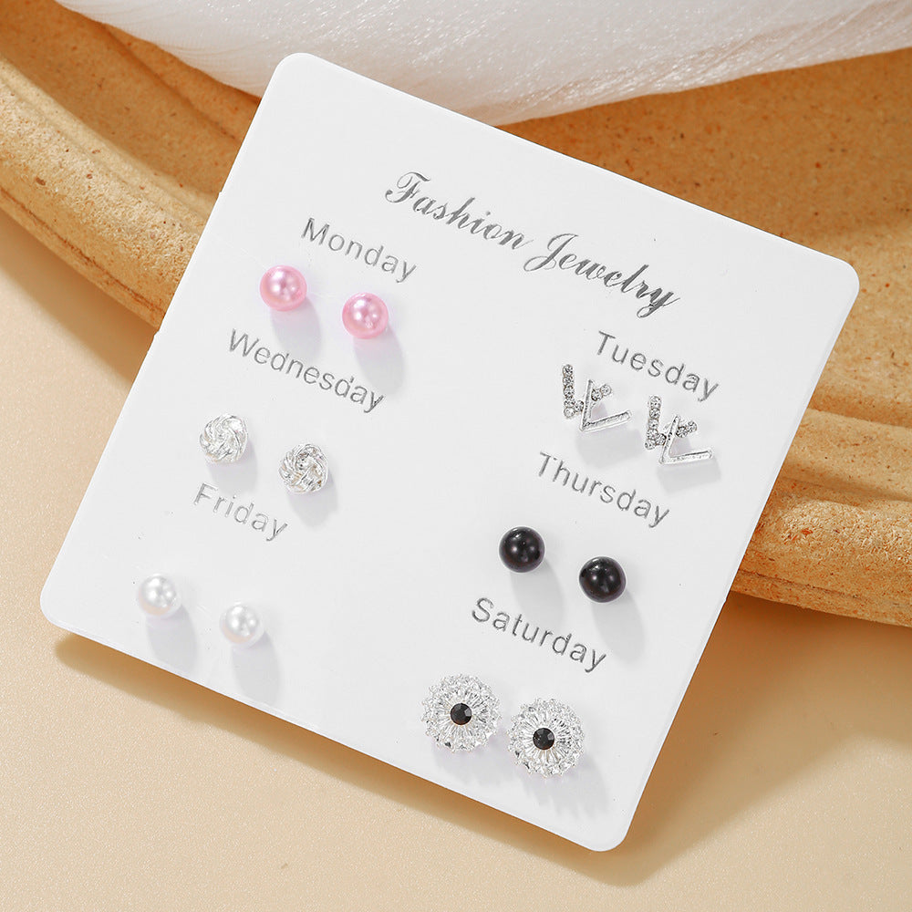 UNI-10719 - Fancy Mini - Ear Studs Set Of 6 - Style 13