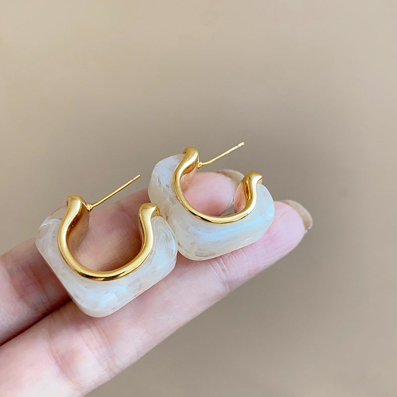 UNI-12676 - Acrylic Marbled Gold Foil - Earring