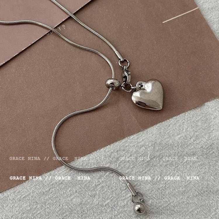 UNI-11974 - Classy Silver Heart - Necklace