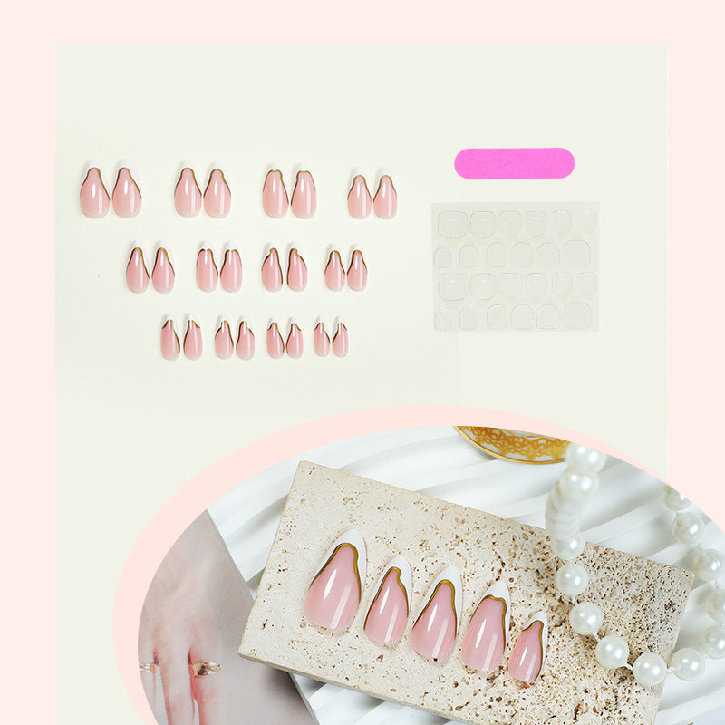 N-207 -Marbled Foiled - Press On Nail Set Of 24 - Free Nail Kit Included