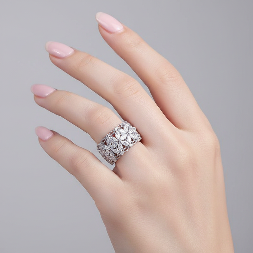 UNI-11829 - Luxury White Flower - Ring