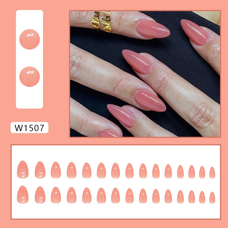 N-519 - Neon Pink - Press On Nail Set Of 24 - Free 24 Pcs Sticker Sheet Included