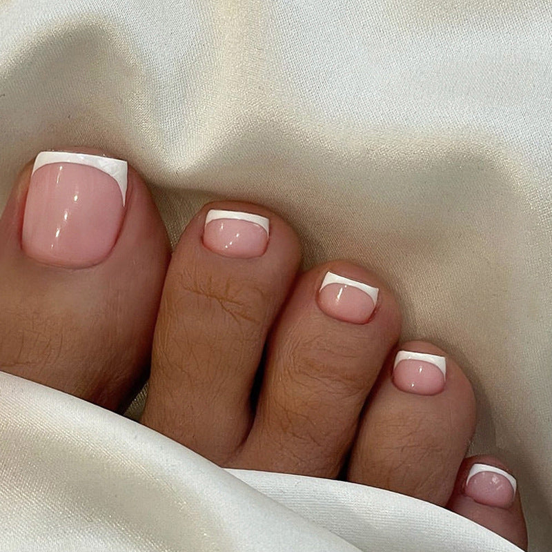 N-505 - Pink French - Toenail Set Of 24- Free 24 Pcs Sticker Sheet Included