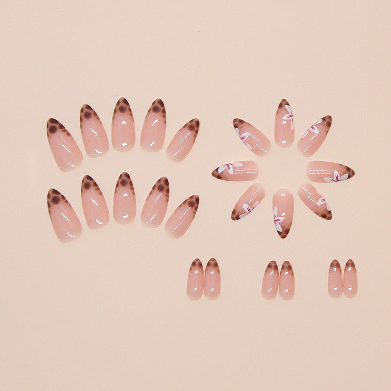 N-278 - Leopard Pattern - Press On Nail Set Of 24 - Free 24 Pcs Sticker Sheet Included