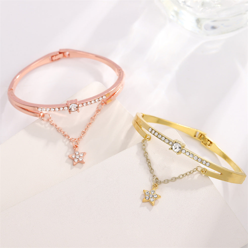 UNI-11309 - Rose Gold Diamond Star Bangle- Bracelet