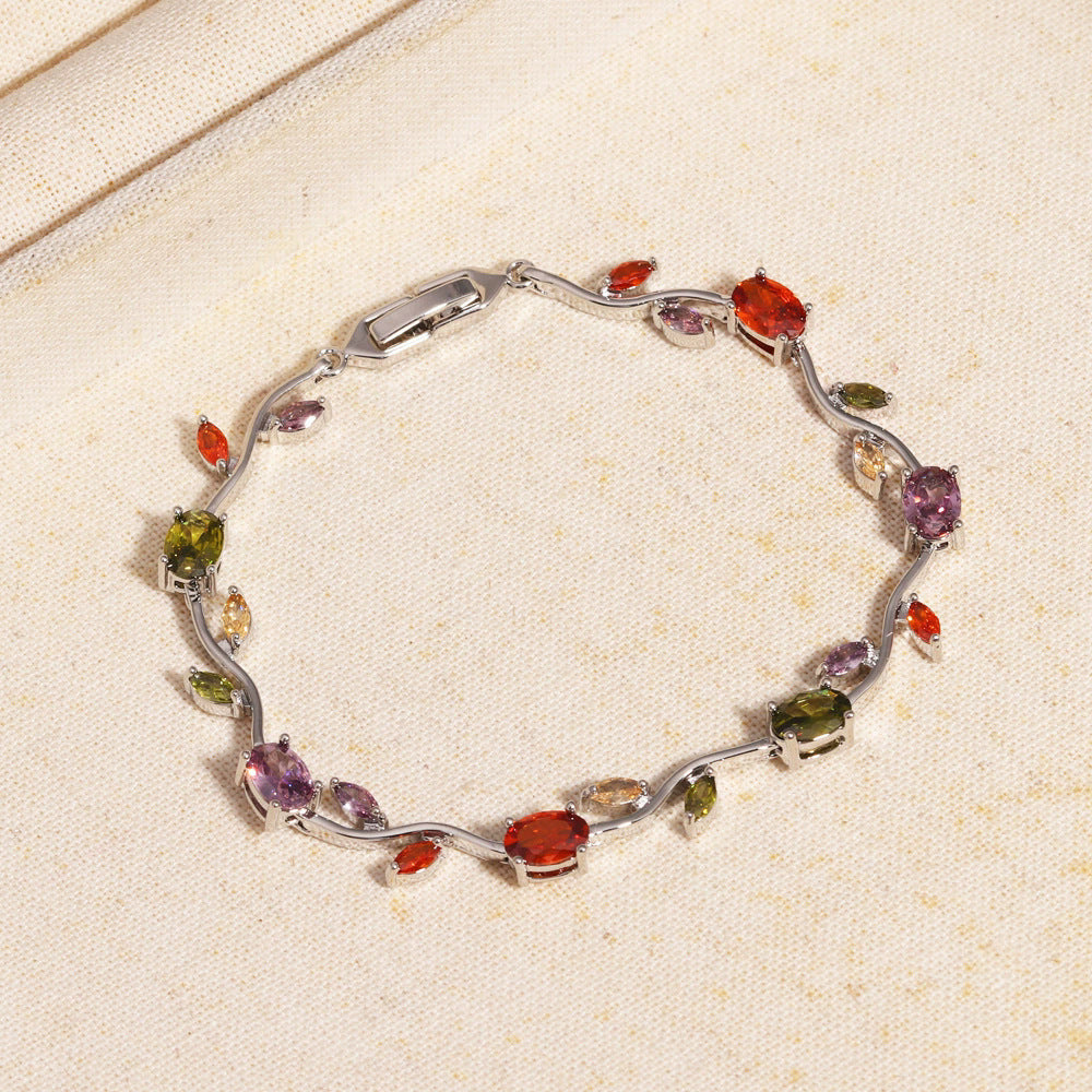 UNI-12217 - Viral Tulip Multi Diamonds Silver - Bracelet