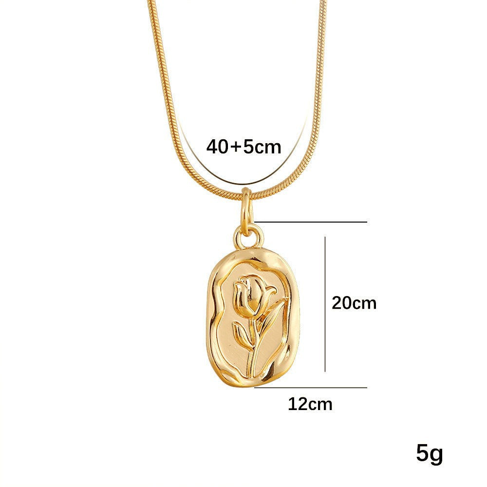 SS-11499 - Premium Tulip Gold Flower - Necklace
