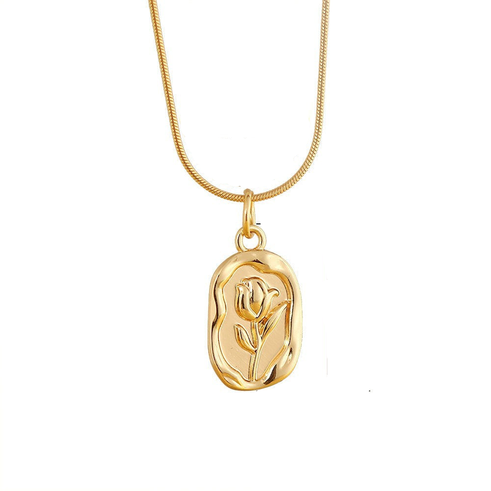 SS-11499 - Premium Tulip Gold Flower - Necklace