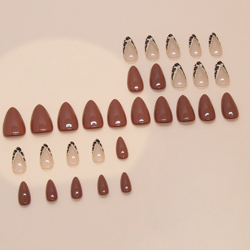 N-301 - Fancy Mix & Leopard Print - Press On Nail Set Of 24 - Free 24 Pcs Sticker Sheet Included
