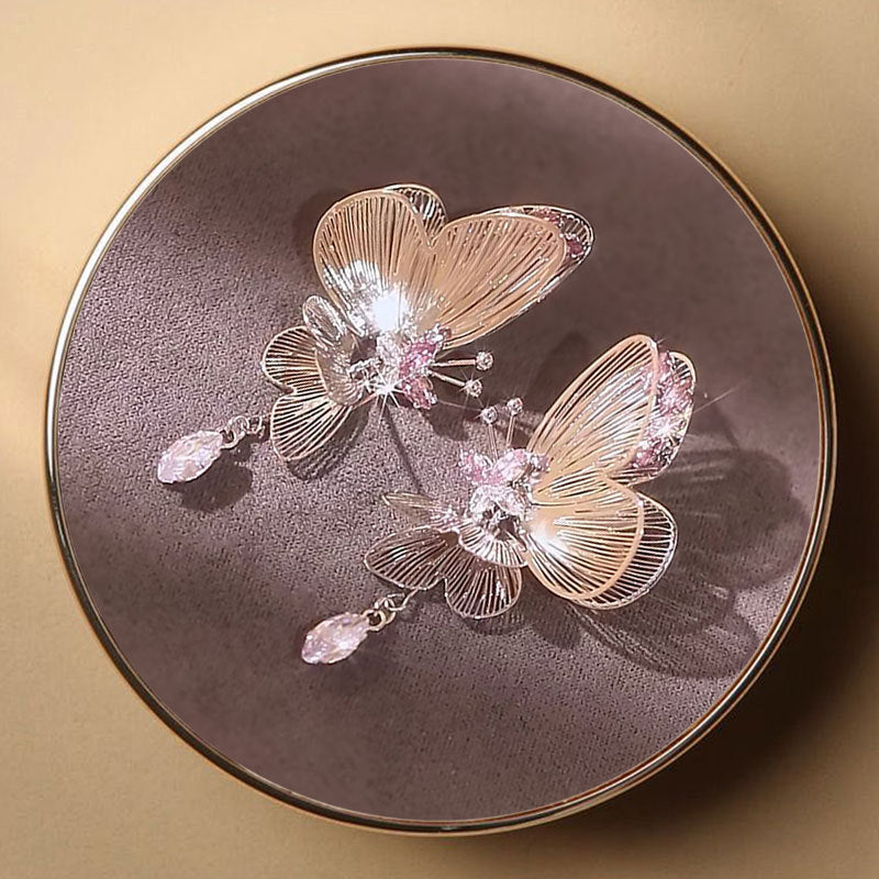 UNI-10355 - Diamond & Silver Butterfly - Earring