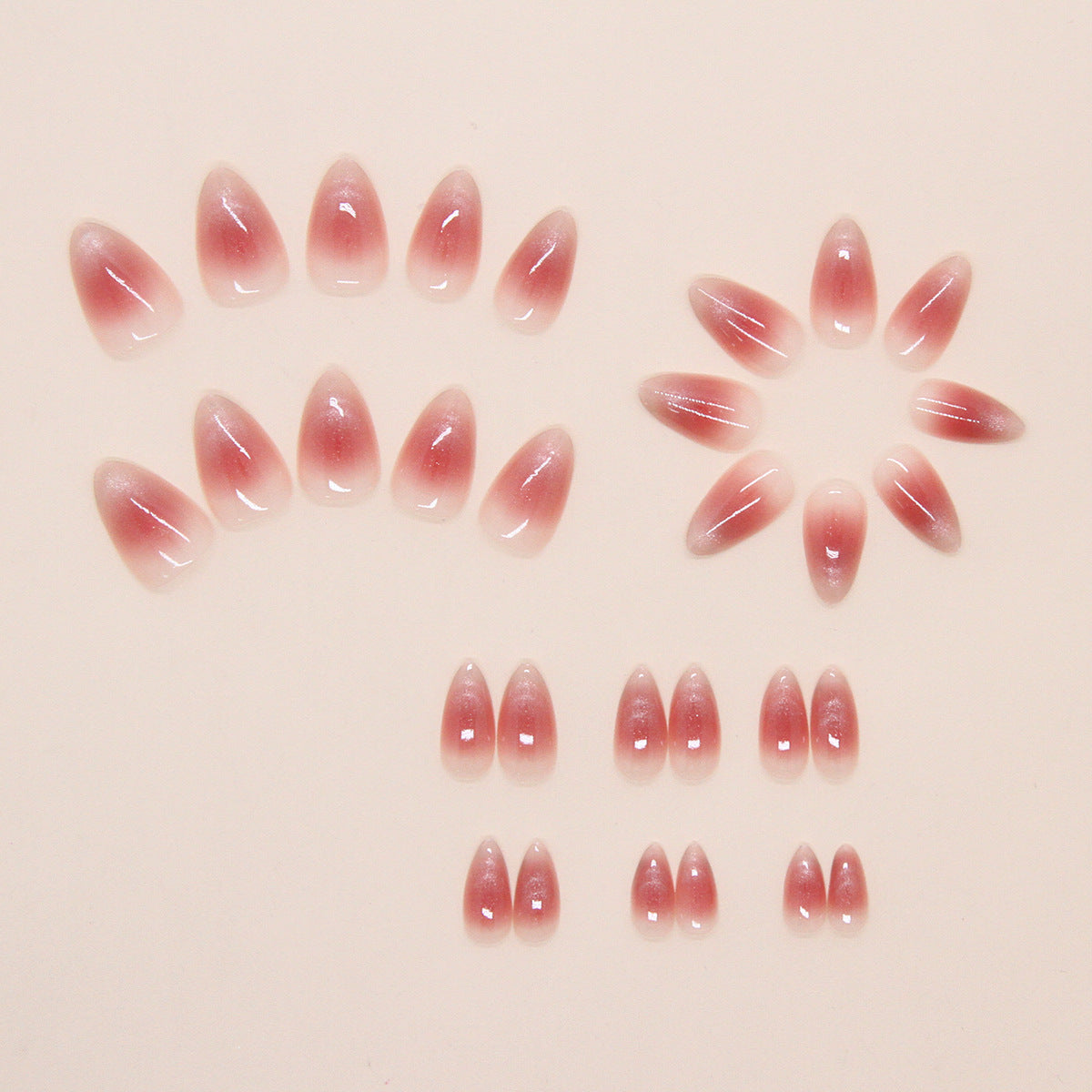 N-279 - Sweet Pink Ice - Print Press On Nail Set Of 24 - Free 24 Pcs Sticker Sheet Included
