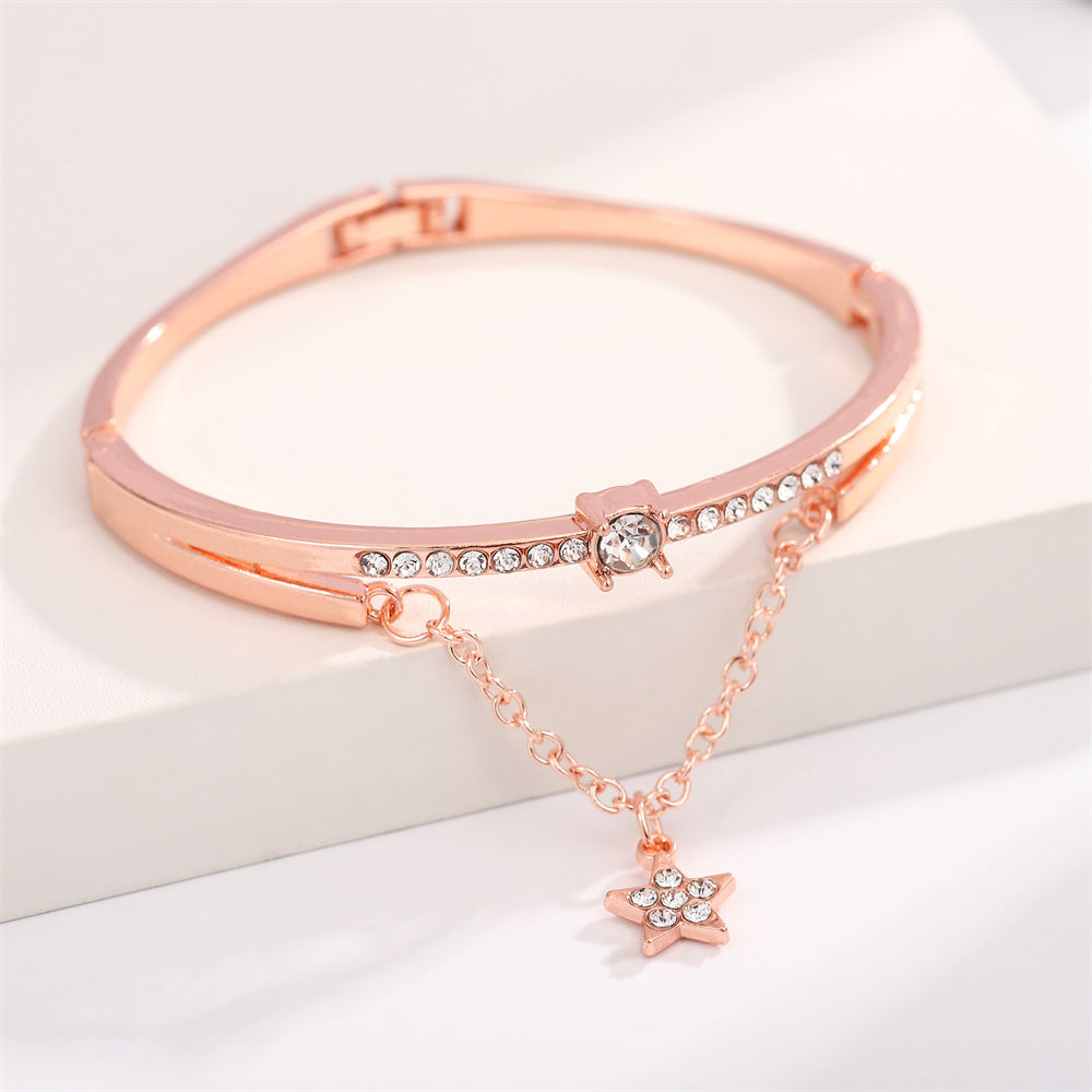UNI-11309 - Rose Gold Diamond Star Bangle- Bracelet
