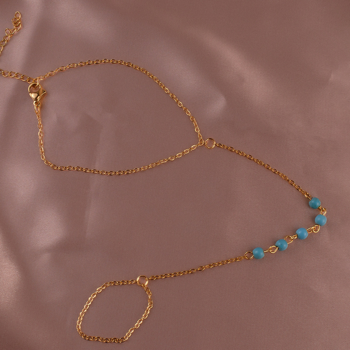 SS-12177- Natural Stone Gold Chain - Hand Chain