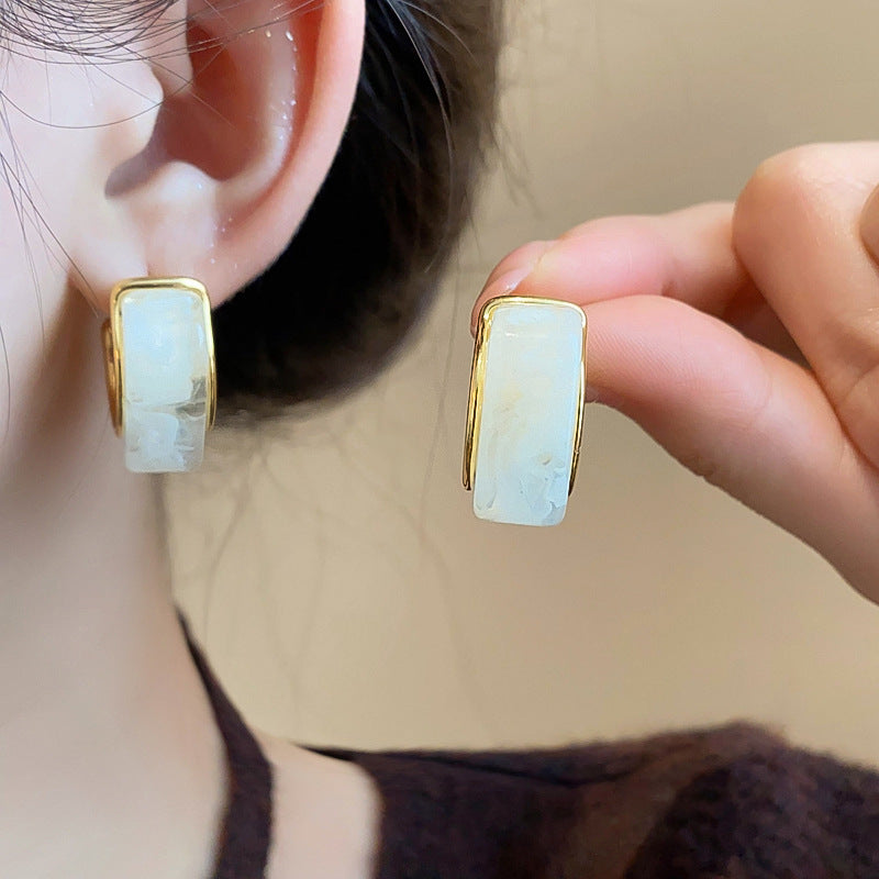 UNI-12676 - Acrylic Marbled Gold Foil - Earring