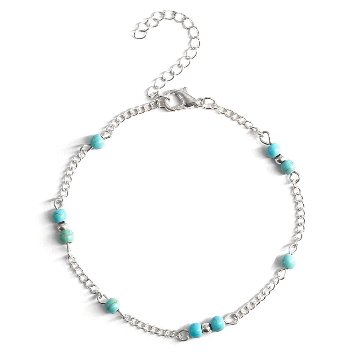 UNI-10695 - Turquoise Stone Silver - Anklet
