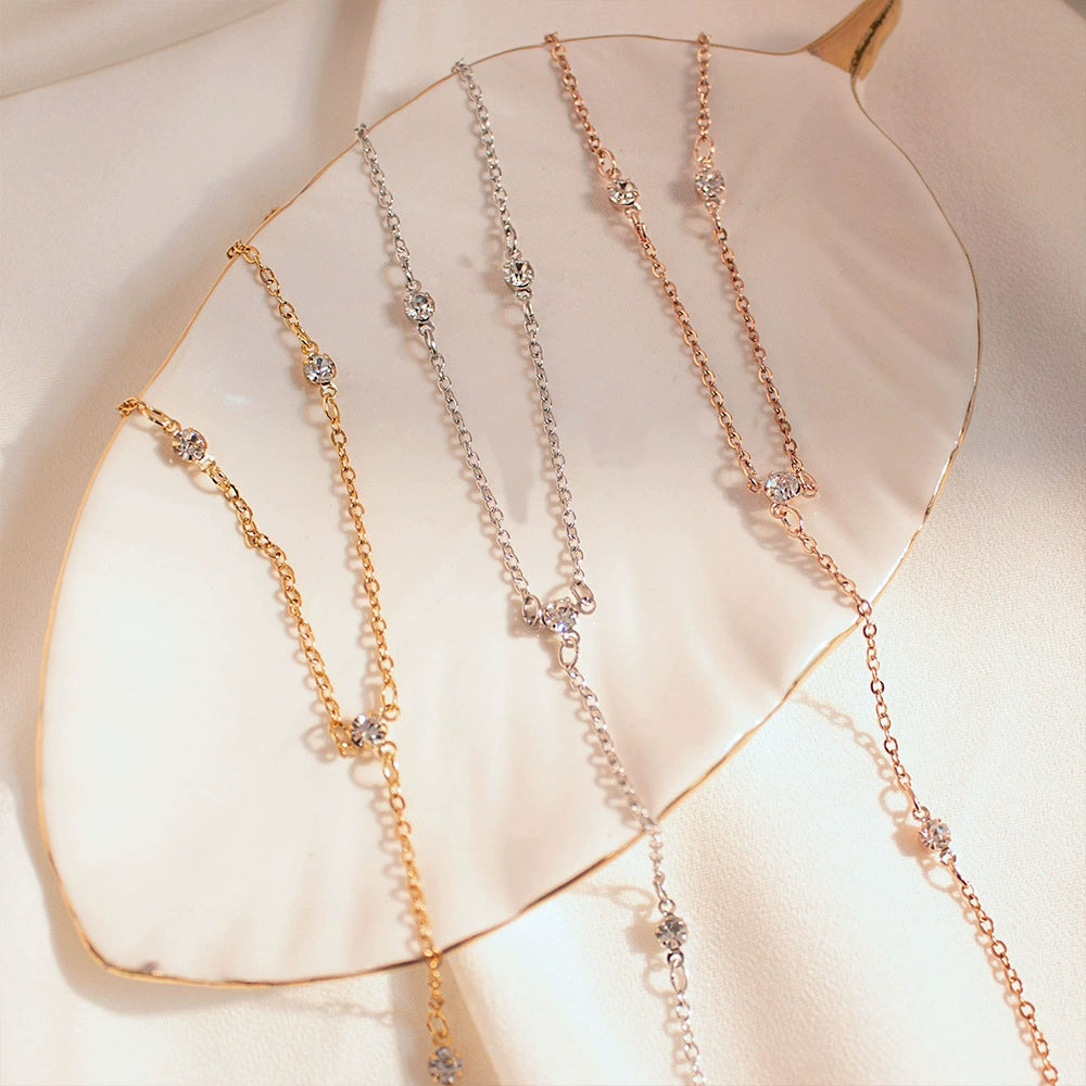 UNI-10689-3 - Crystal Diamonds Gold - Anklet Chain Style 2
