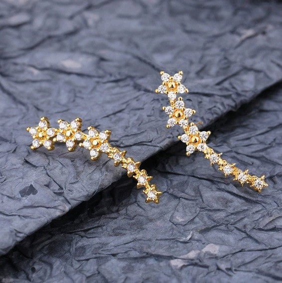 UNI-12875 - Gold Sparkle Stars - Earring