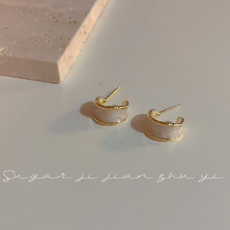 UNI-11897 - Whiten Marbled Gold - Earring