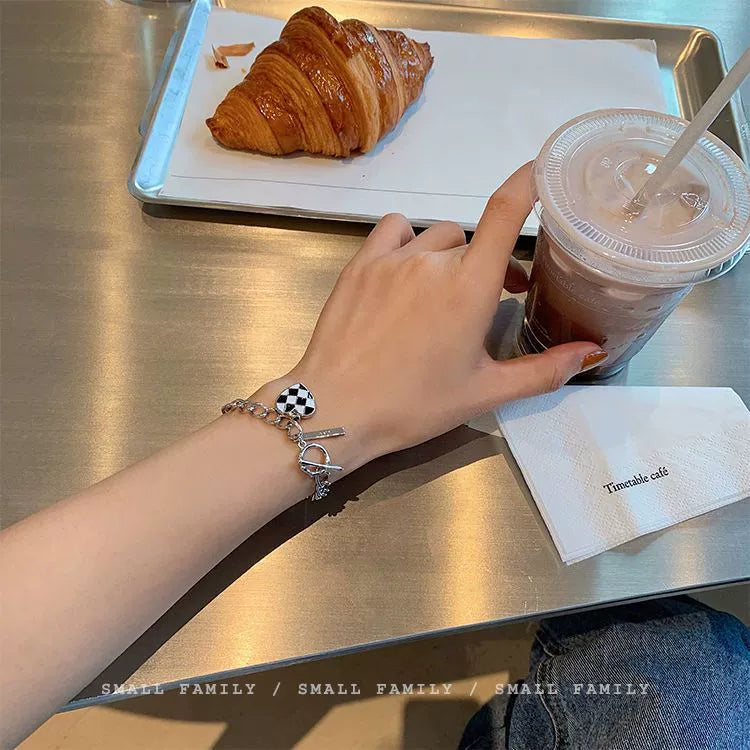 UNI-12289 - Grid Heart Silver - Bracelet