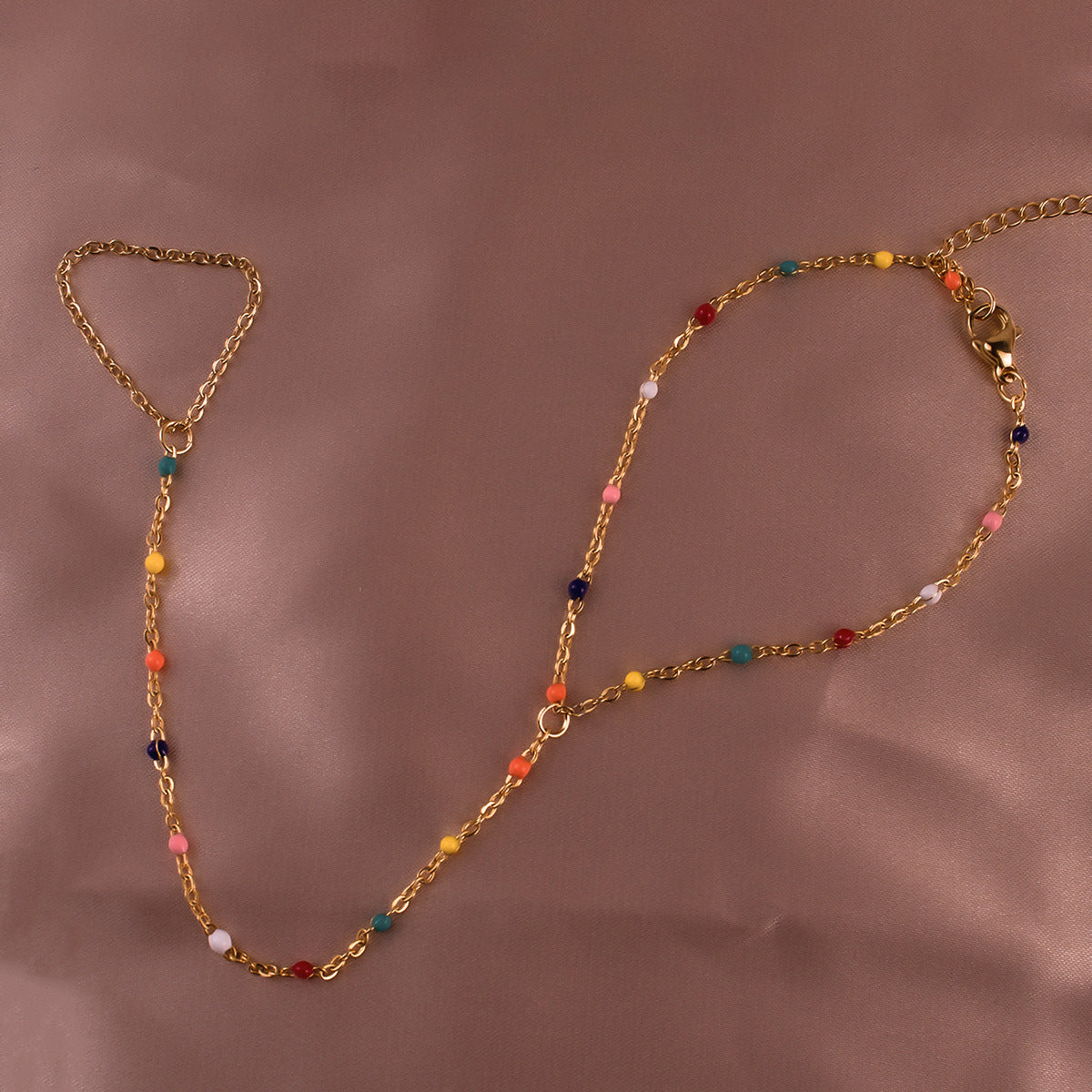 SS-12180 - Multi Beads Gold - Hand Chain