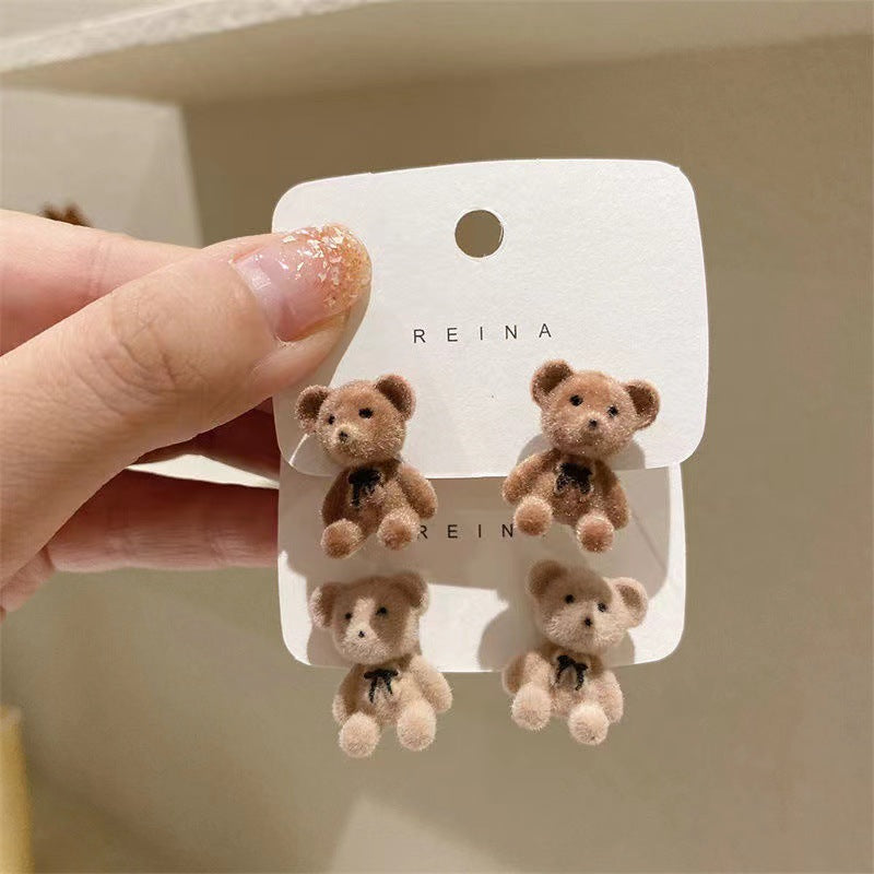UNI-10411-2 - Light Brown Cute Bear - Earring