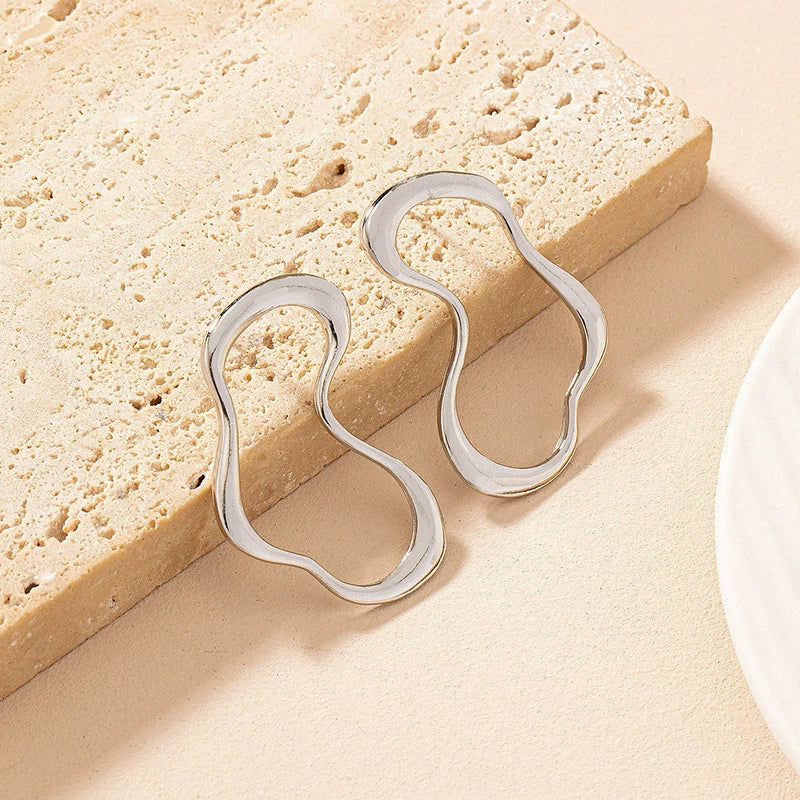 UNI-12233 - Irregular Foiled Silver - Earring